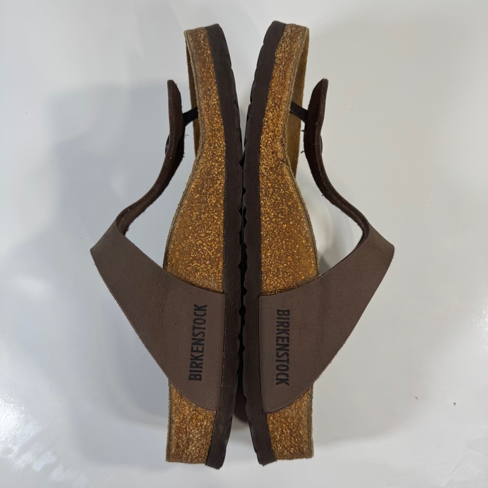Birkenstock Women’s Gizeh Sandals Brown Vegan‎ Leather Size 38 - Picture 8 of 12